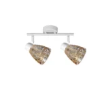 MOSAIC 2 E14 Ceiling Spot Light WH in sand white with amber mosaic crystal shade, 2 heads, product photo