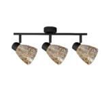 MOSAIC 3 E14 Ceiling Spot Light BK in sand black with amber mosaic crystal shade, 3 heads, product photo