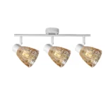 MOSAIC 3 E14 Ceiling Spot Light WH in sand white with amber mosaic crystal shade, 3 heads, lit