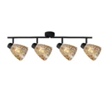 MOSAIC 4 E14 Ceiling Spot Light BK in sand black with amber mosaic crystal shade, 4 heads, lit