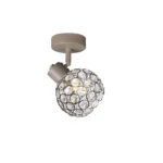ORB 1 E14 Ceiling Spot Light BEI in beige with crystal ball shade, 1 head, lit