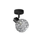ORB 1 E14 Ceiling Spot Light BK in sand black with crystal ball shade, 1 head, product photo