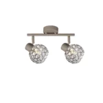 ORB 2 E14 Ceiling Spot Light BEI in beige with crystal ball shade, 2 heads, lit