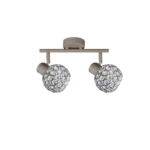 ORB 2 E14 Ceiling Spot Light BEI in beige with crystal ball shade, 2 heads, product photo