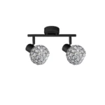 ORB 2 E14 Ceiling Spot Light BK in sand black with crystal ball shade, 2 heads, product photo