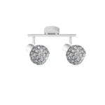 ORB 2 E14 Ceiling Spot Light WH in sand white with crystal ball shade, 2 heads, product photo