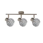 ORB 3 E14 Ceiling Spot Light BEI in beige with crystal ball shade, 3 heads, lit