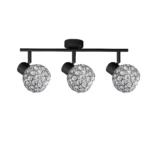 ORB 3 E14 Ceiling Spot Light BK in sand black with crystal ball shade, 3 heads, product photo