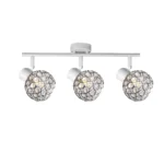 ORB 3 E14 Ceiling Spot Light WH in sand white with crystal ball shade, 3 heads, lit