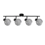 ORB 4 E14 Ceiling Spot Light BK in sand black with crystal ball shade, 4 heads, product photo