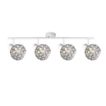 ORB 4 E14 Ceiling Spot Light WH in sand white with crystal ball shade, 4 heads, lit