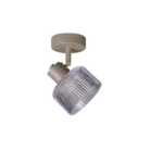 REED 1 G9 Ceiling Spot Light BEI in beige with clear ribbed glass shade, 1 head, product photo