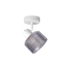 REED 1 G9 Ceiling Spot Light WH in sand white with clear ribbed glass shade, 1 head, product photo