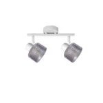 REED 2 G9 Ceiling Spot Light WH in sand white with clear ribbed glass shade, 2 heads, product photo