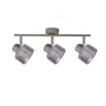 REED 3 G9 Ceiling Spot Light BEI in beige with clear ribbed glass shade, 3 heads, product photo