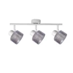 REED 3 G9 Ceiling Spot Light WH in sand white with clear ribbed glass shade, 3 heads, product photo