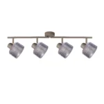 REED 4 G9 Ceiling Spot Light BEI in beige with clear ribbed glass shade, 4 heads, product photo