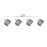 REED 4 G9 Ceiling Spot Light WH in sand white with clear ribbed glass shade, 4 heads, product photo