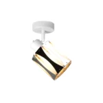 RIPPLE 1 E14 ceiling spot light in sand white with wave-design shade, 1 head, lit