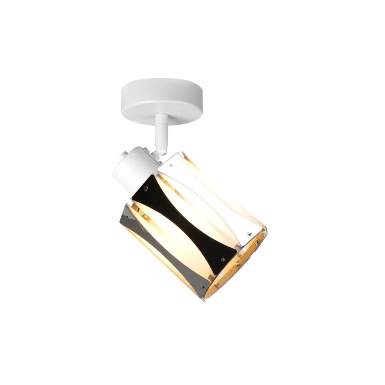 RIPPLE 1 E14 ceiling spot light in sand white with wave-design shade, 1 head, lit