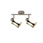 RIPPLE 2 E14 ceiling spot light in beige with wave-design shade, 2 heads, lit