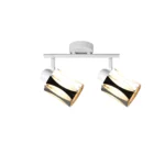RIPPLE 2 E14 ceiling spot light in sand white with wave-design shade, 2 heads, lit