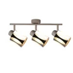 RIPPLE 3 E14 ceiling spot light in beige with wave-design shade, 3 heads, lit