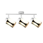 RIPPLE 3 E14 ceiling spot light in sand white with wave-design shade, 3 heads, lit