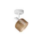 TWINE 1 E14 ceiling spot light in sand white with amber ribbed glass drum shade, 1 head, product photo