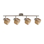 TWINE 4 E14 ceiling spot light in beige with amber ribbed glass drum shade, 4 heads, product photo