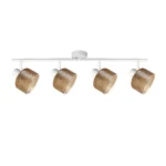 TWINE 4 E14 ceiling spot light in sand white with amber ribbed glass drum shade, 4 heads, product photo