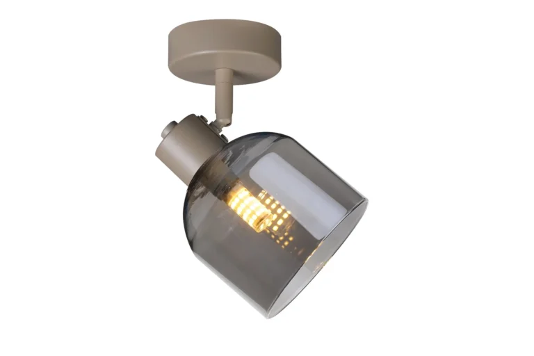 VEGA 1 E14 ceiling spot light in beige with smoked glass shades, 1 head, product photo