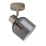 VEGA 1 E14 ceiling spot light in beige with smoked glass shades, 1 head, lit