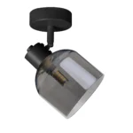 VEGA 1 E14 ceiling spot light in sand black with smoked glass shades, 1 head, product photo