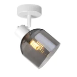 VEGA 1 E14 ceiling spot light in sand white with smoked glass shades, 1 head, lit