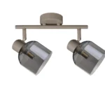 VEGA 2 E14 ceiling spot light in beige with smoked glass shades, 2 heads, product photo