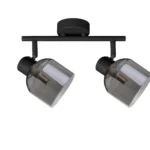 VEGA 2 E14 ceiling spot light in sand black with smoked glass shades, 2 heads, product photo