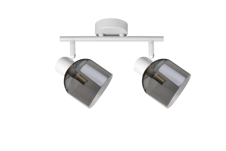 VEGA 2 E14 ceiling spot light in sand white with smoked glass shades, 2 heads, product photo