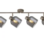 VEGA 4 E14 ceiling spot light in beige with smoked glass shades, 4 heads, lit