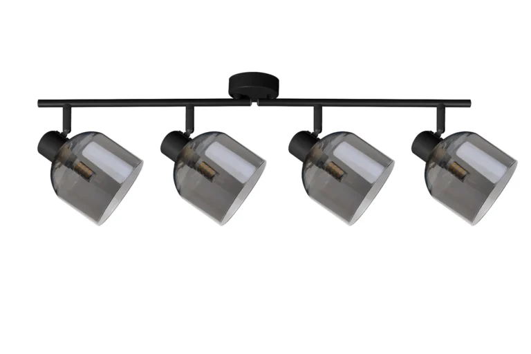VEGA 4 E14 ceiling spot light in sand black with smoked glass shades, 4 heads, product photo