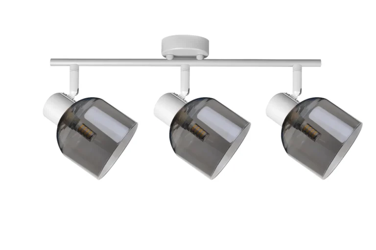 VEGA 3 E14 ceiling spot light in sand white with smoked glass shades, 3 heads, product photo