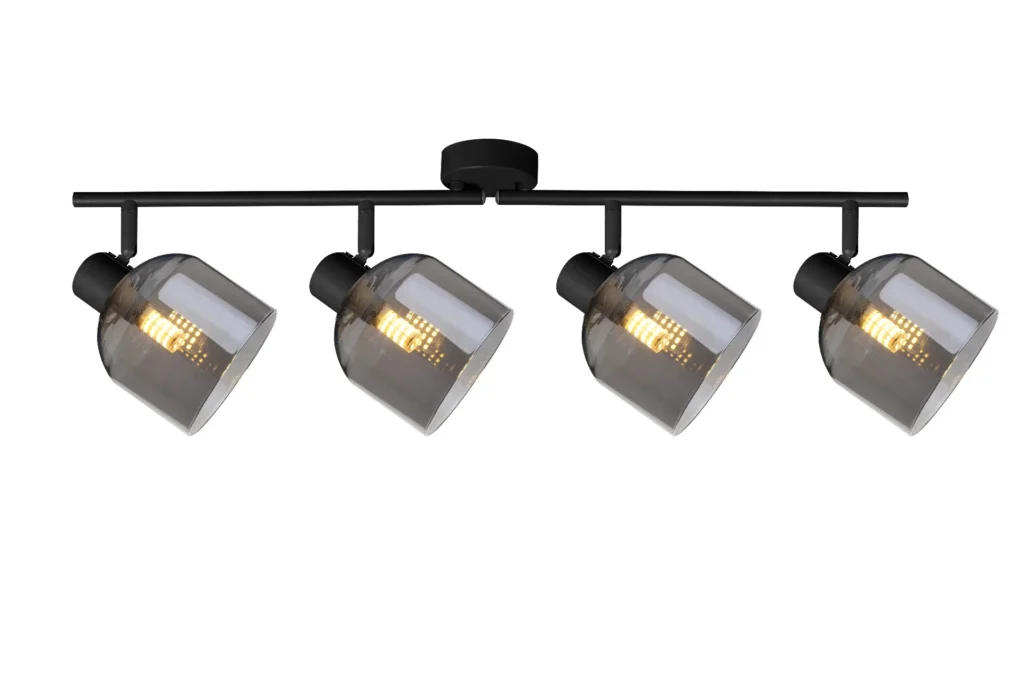 VEGA 4 E14 ceiling spot light in sand white with smoked glass shades, 4 heads, product photo
