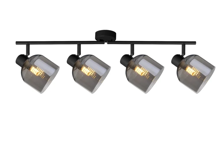 VEGA 4 E14 ceiling spot light in sand white with smoked glass shades, 4 heads, product photo