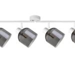VEGA 4 E14 ceiling spot light in sand black with smoked glass shades, 4 heads, lit