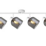 VEGA 4 E14 ceiling spot light in sand white with smoked glass shades, 4 heads, lit